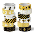 Whaline 12 Rolls Bee Washi Tape Foil Gold Honey Bee Washi Masking Tape 15mm by Whaline