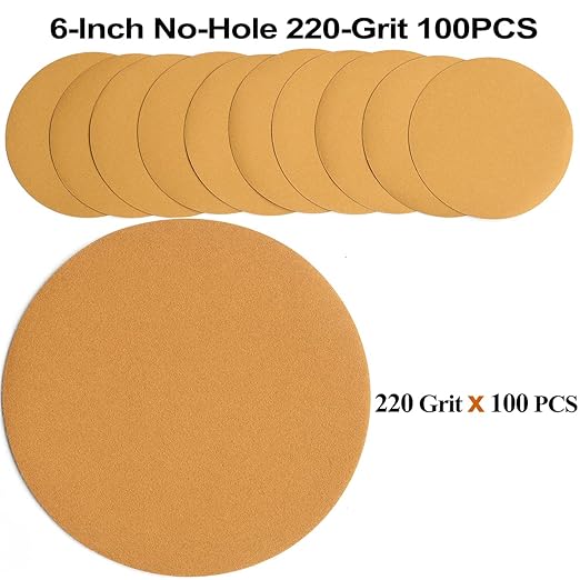 6-Inch No-Hole Hook and Loop Sanding Discs 220-Grit, Random Orbital Sandpaper - Image 2
