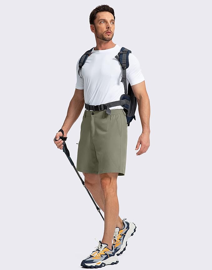 Pinkbomb Men's Golf Shorts with 6 Pockets Stretch Quick Dry Hiking Work Dress Shorts for Men