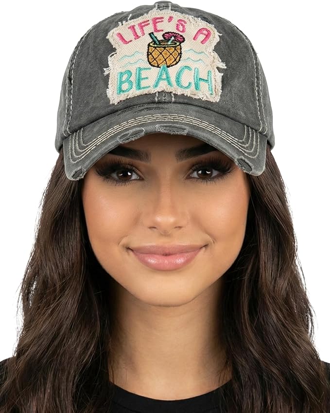 Funky Junque Distressed Vintage Baseball Cap - Embroidered Patch Women's Hat - Holiday, Lifestyle & Patriotic Designs