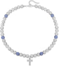 QINJIEJIE Baseball Necklace for Men Glitter Bling Rhinestone Beaded Collection Necklace for Women 16/18in Inspired Sports Jewelry Baseball Chain Cool Gifts for Baseball Players Team Lovers