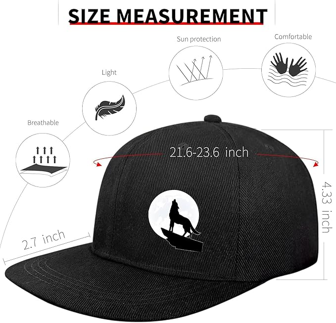 Snapback Hats for Men Flat Bill Hats for Men Black SkullHat Flat Brim Hat Fitted Hats Baseball Caps