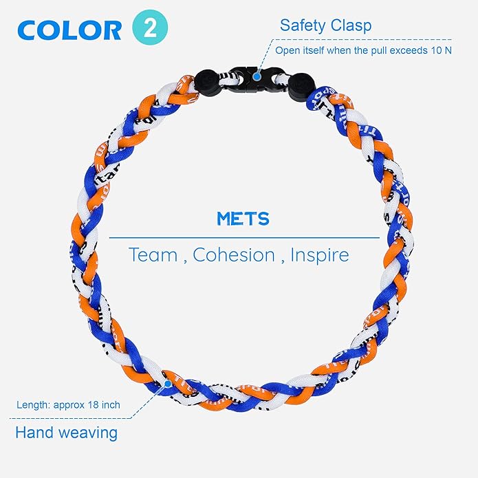 3 pcs Baseball Rope Necklaces, League Team Colors Braided Necklace, Baseball Team Gifts