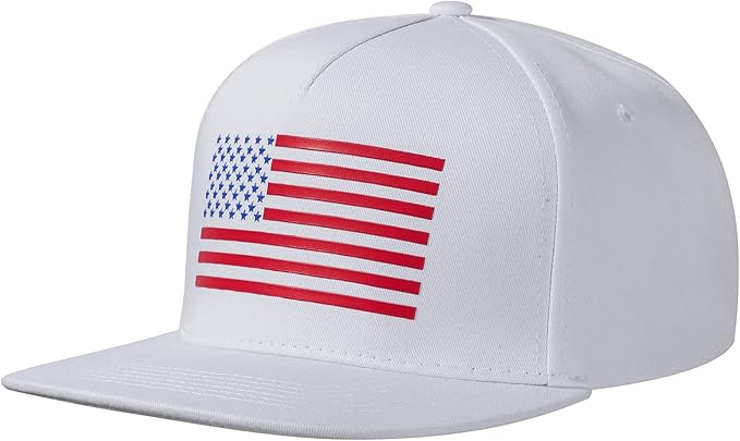 UALON Baseball Cap, Snapback Trucker Hat for Men & Women with American Flag and Adjustable, Breathable Mesh, Flat Bill Hats