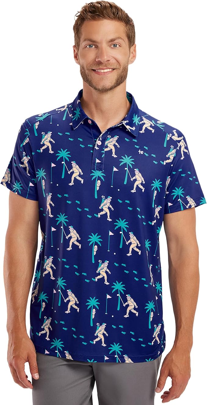 Tipsy Elves Men's Performance Golf Shirt - 4-Way Stretch, Quick Dry, Athletic Cut - Golf Polo