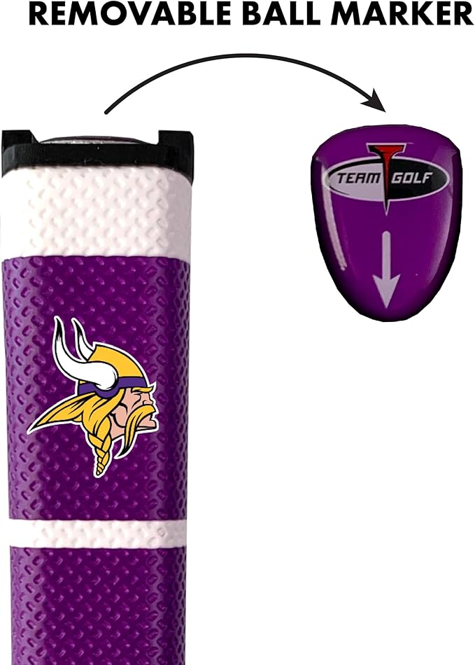 Team Golf NFL Minnesota Vikings Golf Putter Grip Golf Putter Grip with Removable Gel Top Ball Marker, Durable Wide Grip & Easy to Control