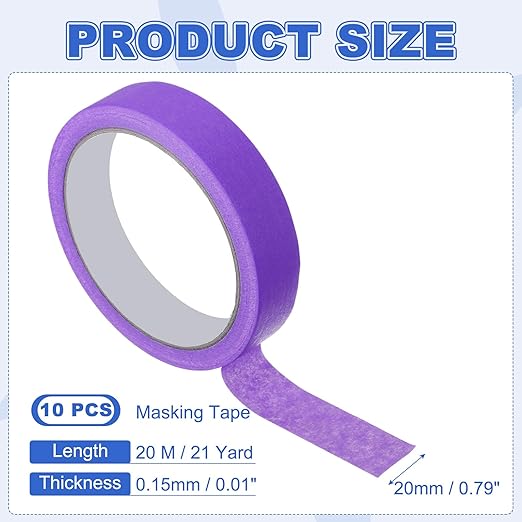 MECCANIXITY Masking Tape 0.8 Inch x 21 Yard Painter's Tape Purple Paint Tapes - Image 2