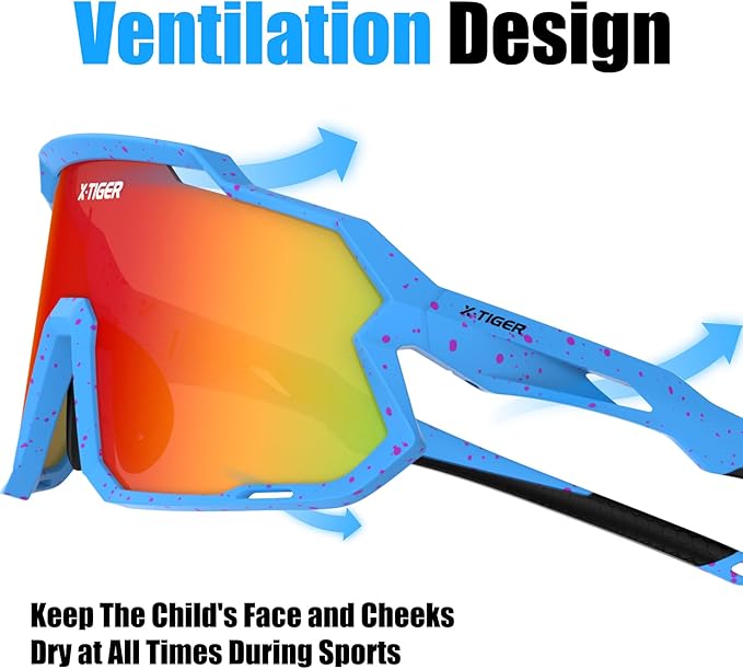 X-TIGER Kids Sunglasses Polarized Youth Baseball Sunglasses for 8-14 boys girls UV400 Sports Softball Cycling Glasses