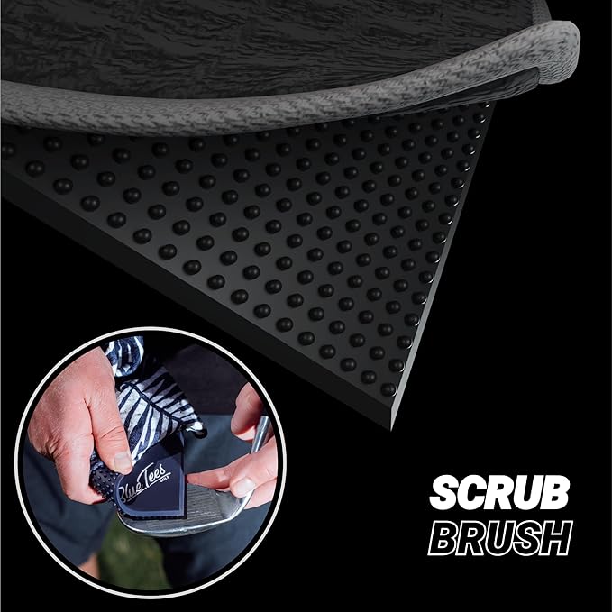 Blue Tees Golf Premium Magnetic Towel - Super Strong Magnet - Microfiber Waffle Design - Silicone Brush - Groove Cleaner - Bag Buckle - Standard & Caddy Sizes