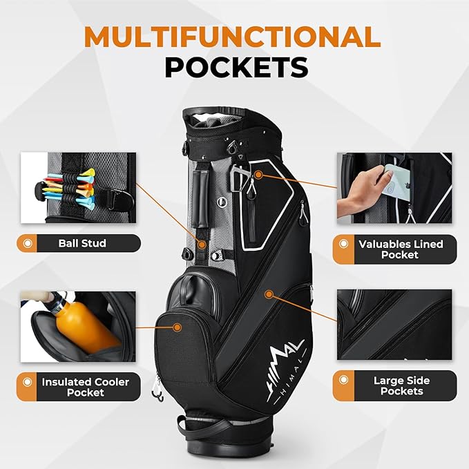UNIHIMAL 14 Way Dividers Golf Stand Bag Lightweight, Golf Bag for Men Women with Multiple Pockets, Dual Strap and Rain Cover Hood