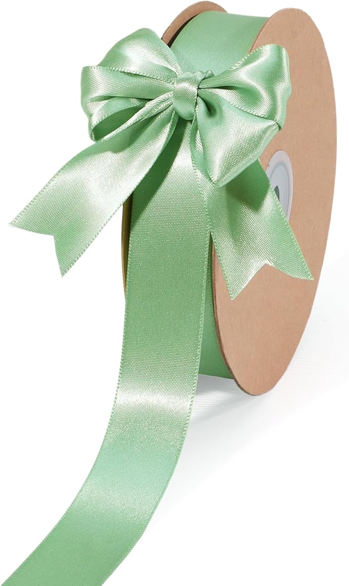 LaRibbons Sage Green Satin Ribbon 1 Inch 50 Yards Luxury Double Faced Green by LaRibbons
