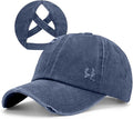 Criss Cross Ponytail Hat Women Washed Distressed Baseball Caps Adjustable High Messy Bun Ponycap