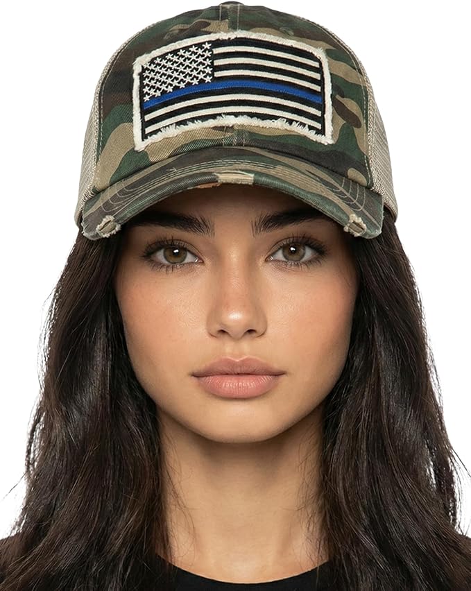 Funky Junque Distressed Vintage Baseball Cap - Embroidered Patch Women's Hat - Holiday, Lifestyle & Patriotic Designs