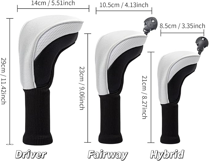 Golf Club Head Covers for Woods 3/4/5/6 Pieces Long Neck Mesh Sports Golf Club Headcovers Set with Interchangeable No. Tags 3 4 5 6 7 X Golf Accessories for Men Women