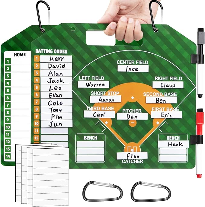Magnetic Baseball Lineup Board, Dry Erase Coach Lineup Board, Baseball Coaching Board for Dugout, Baseball Clipboard for Coaches with 40 Lineup Cards, Baseball Coaching Accessories