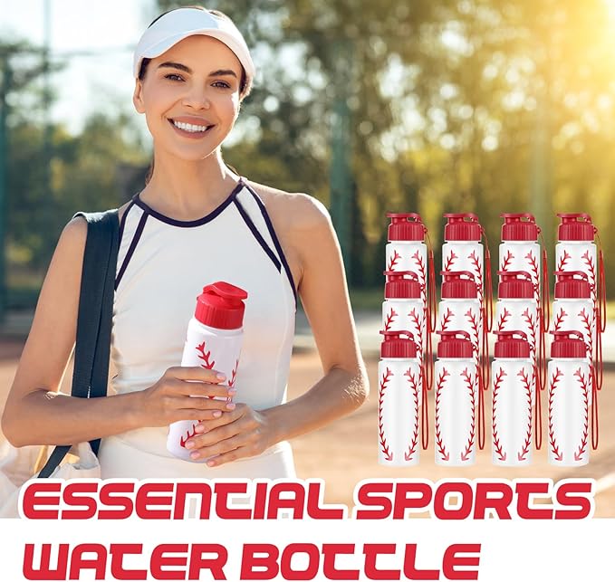 Olgaa 16 Pcs Baseball Water Bottle Bulk 20 oz Baseball Reusable Water Drink Bottles Sports Accessories for Party Favor Players Lovers Team Gifts