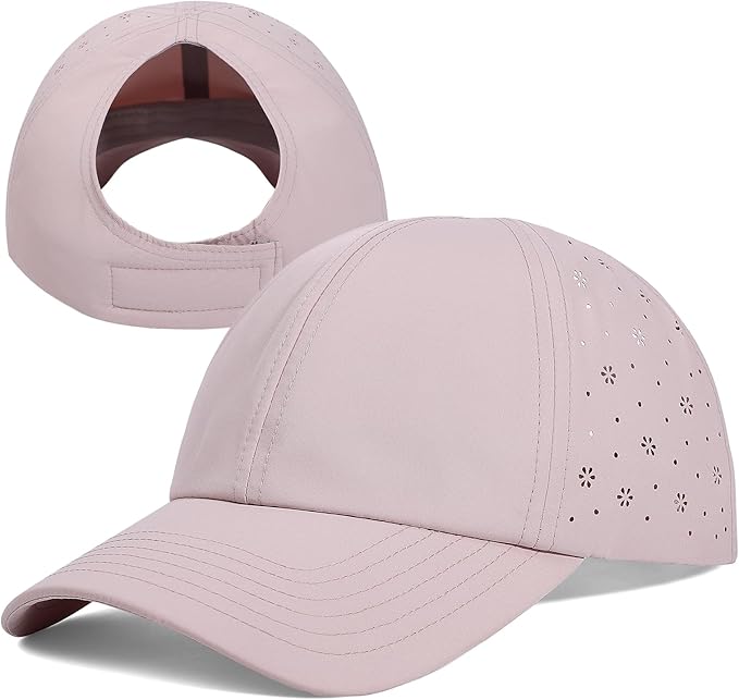 Women’s Ponytail Baseball Cap, Quick-Dry Sport Caps Hat with Breathable Daisy Perforations for Running, Tennis, Golf