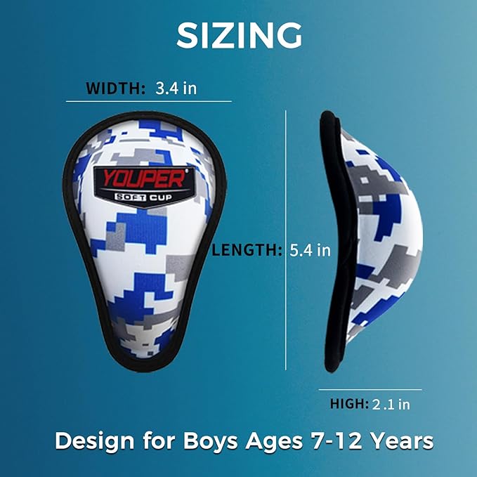 Youper Boys Youth Soft Foam Protective Athletic Cup (Ages 7-12), Kid Athletic Cup for Baseball, T-Ball, Football