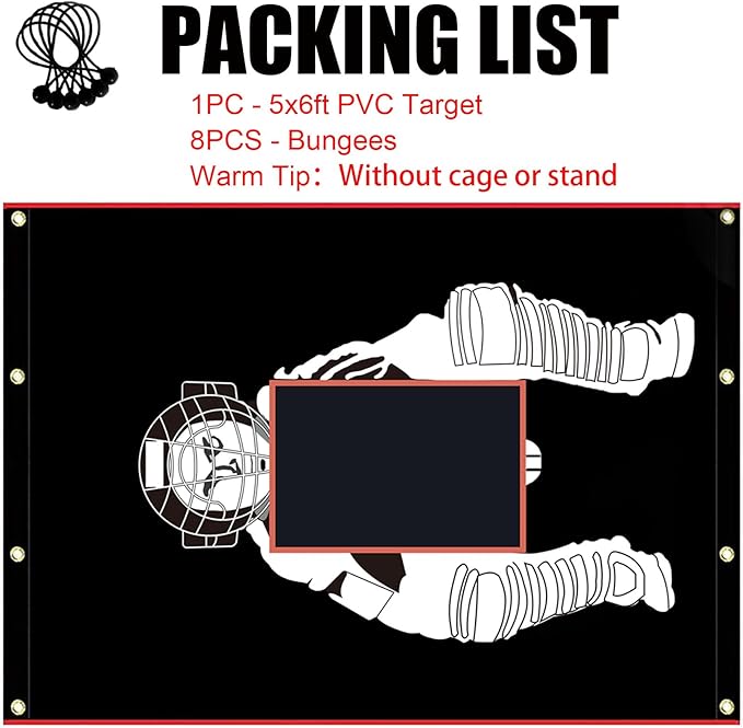 Batting Cage Backstop with Strike Zone Heavy Duty PVC Coated Oxford Fabric Vinyl Baseball Backstops with Catcher Softball Pitcher Training Equipment Aid