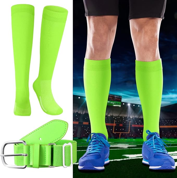 Haysandy Baseball or Softball Sock and Belt Combo Set 3 Football Baseball Socks with Softball Belt for Youth Boys Kids