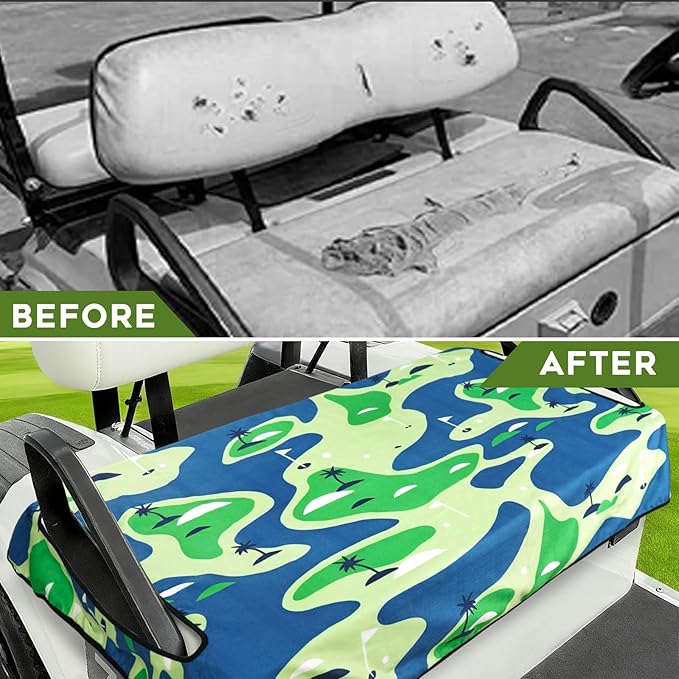 Golf Cart Seat Covers Club Car Golf Cart Accessories for Men Women Golf Carts Seat Towel Blanket 2-Seat Golf Cart Decorations