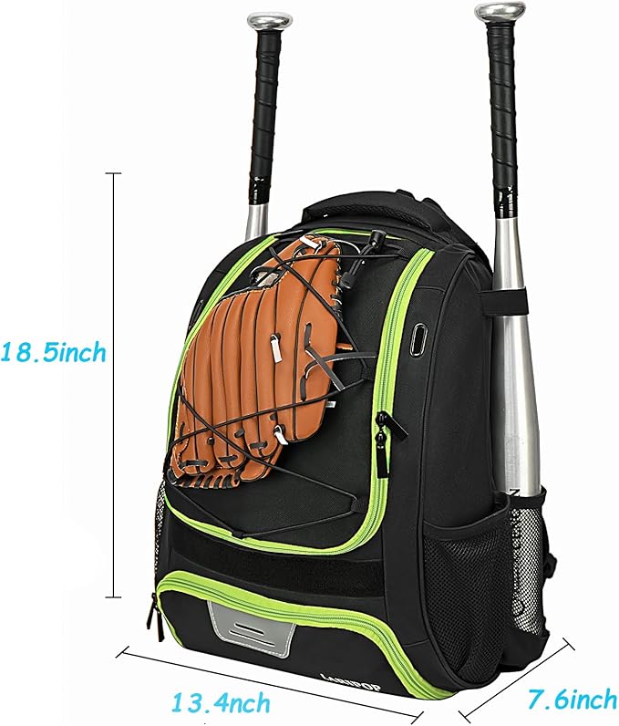 LARIPOP Youth Baseball Bag, Bat Backpack with Fence Hook & Separate Shoe Compartment, Waterproof Equipment Bag for Baseball, T-Ball & Softball