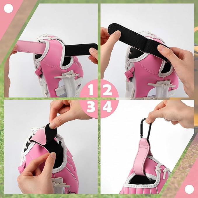 Therwen Adjustable Baseball Glove Clip for Hanging Bags Training Sports Gear Glove Holder Protection Accessory Strap Bag Attachment with Hanging Loops Travel Accessories for Drying
