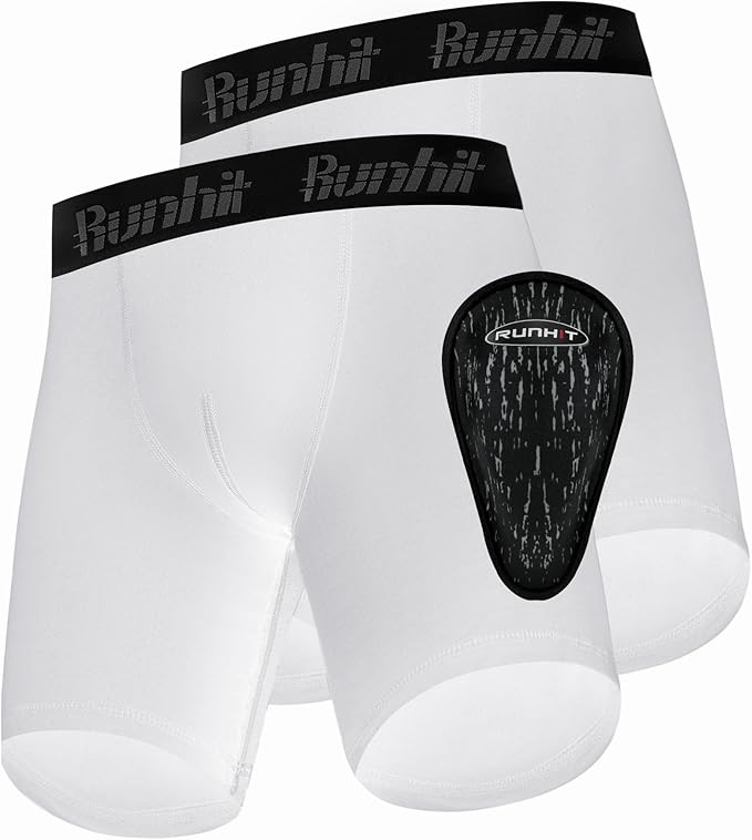 Runhit Boys Cup Underwear for Baseball Football, Youth Compression Shorts with Soft Protective Athletic Cup Boxer Brief