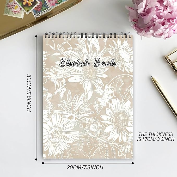 Cabreche Cute Sketchbook Top Spiral Bound Sketch Pad, 9 x 12 inch, 100GSM Thick - Image 2
