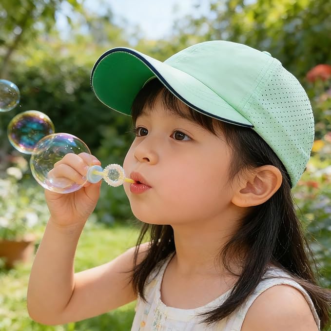 Little Girls Criss Cross Ponytail Hat Toddler Reflective Baseball Cap Kids Quick Dry Summer Sports Hats Age 3-8