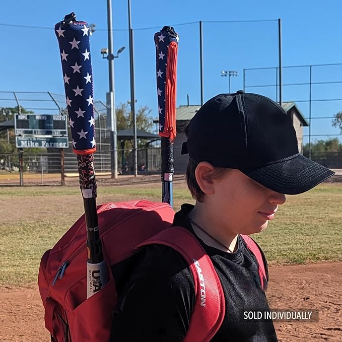 Handle Cover - Baseball Bat Cover Sleeve Protects Vehicle & Bat Grip - Batting Gloves & Helmet Companion with Zippered Hook - Softball Accessory