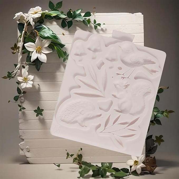 1Pcs Cute Hedgehog Squirrel Silicone Mold, Mushroom Leaf Chocolate Fondant Mold - Image 2