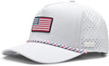 Curves & Clubs American Flag Golf Hat – Black Performance Rope Cap – Patriotic USA Golf Hat – Adjustable, Breathable (US, Numeric, 0, White USA)