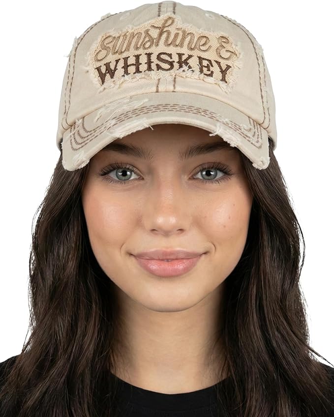Funky Junque Distressed Vintage Baseball Cap - Embroidered Patch Women's Hat - Holiday, Lifestyle & Patriotic Designs