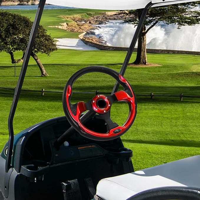 Golf Cart Steering Wheel, Skid Steering Wheel, Universal Golf Cart for Club Car EZGO RXV and TXT, Yamaha, Precedent Tempo, DS