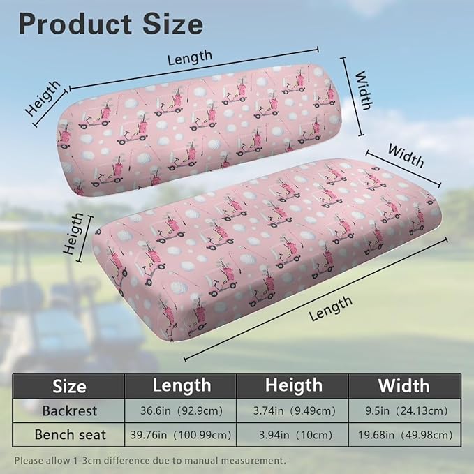 Yewatlles Pink Golf Graphic Golf Cart Seat Cover, Golf Cart Seat Towel Blanket Suitable for All 2-Seater Carts, Golf Cart Seat Towel Golf Cart Seat The Seat Clean