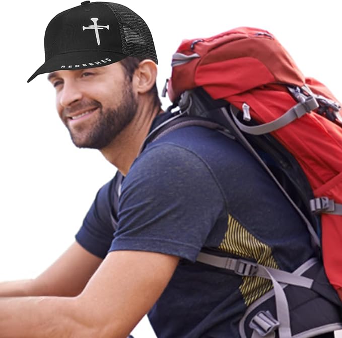 Christian Hats for Men Women with Gift Box, Embroidered Three Nails Cross Baseball Caps, Adjustable Mesh Outdoor Hat
