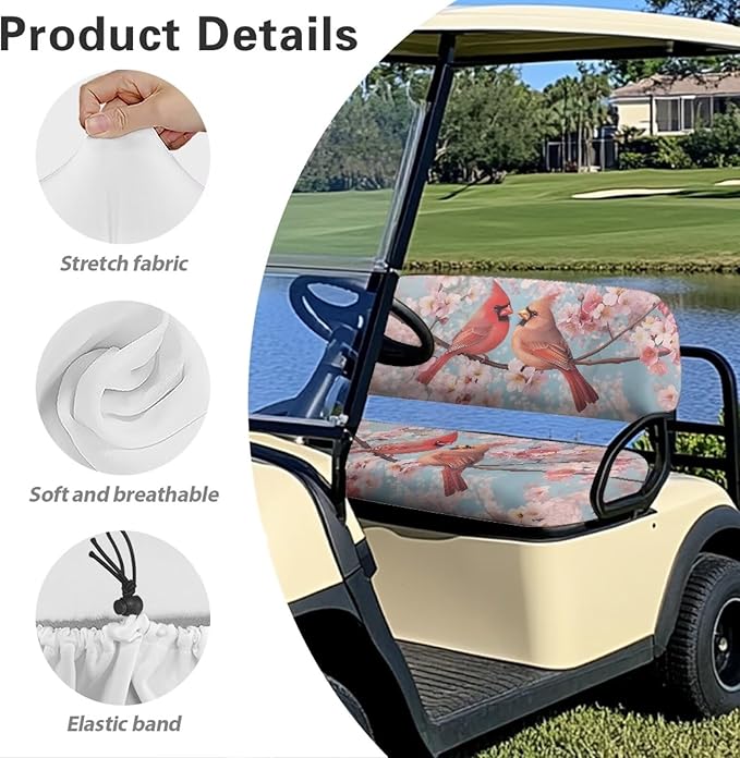 Suobstales Golf Cart Front and Rear Seat Cover Set for EZGO TXT RXV & Club Car DS 2 Passenger, Washable Bench Seat Covers Kit