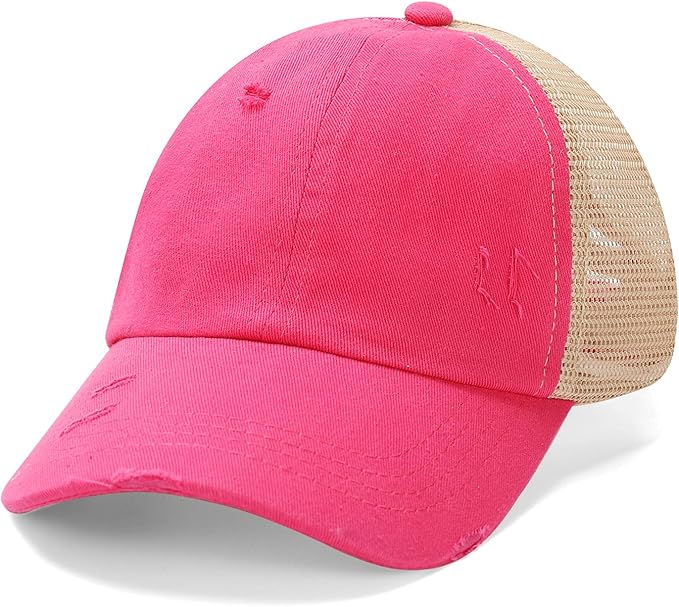 Criss Cross Hat Washed Distressed Baseball Cap Ponytail Hat High Messy Bun Ponycap for Women