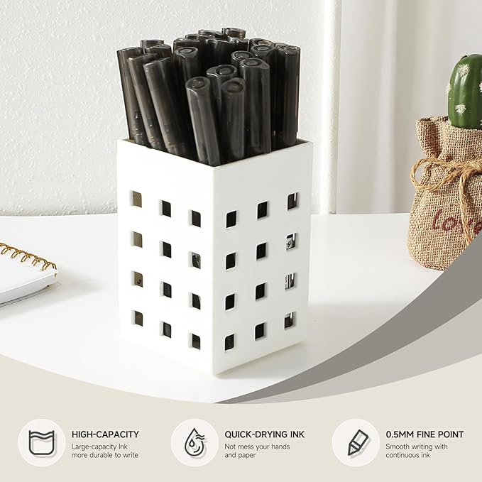 RIANCY Black Fine Point Gel Pens 24Pcs 0.5mm Gel Ballpoint Pens Black Liquid - Image 8