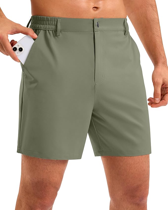 Pudolla Men's Casual Shorts 7"/9"/5" Lightweight Golf Shorts with 3 Pockets Stretch Quick Dry Comfy Work Shorts