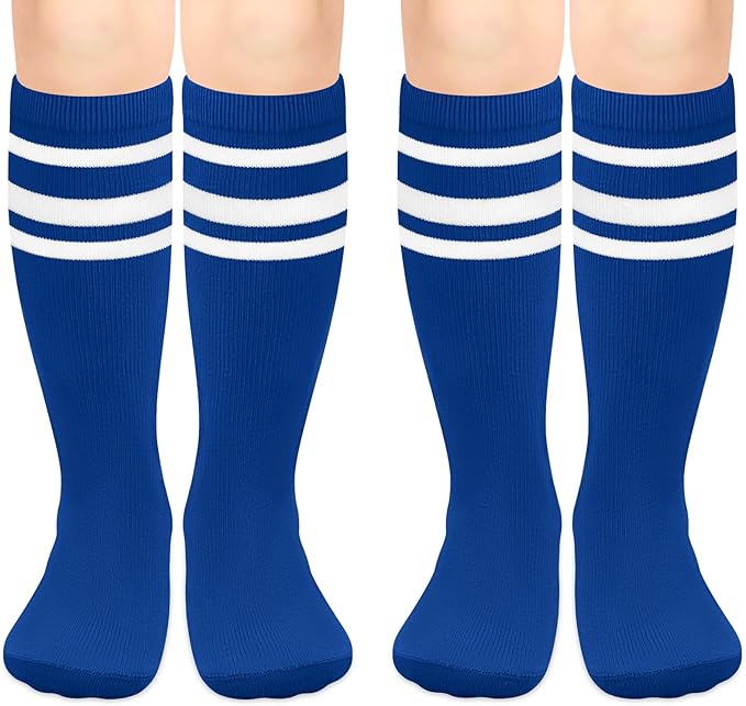 Sarfel Kids Soccer Socks Toddler Soccer Socks Girls Boys Soccer Socks Kids Tube Socks with Stripes Toddler Knee High Socks