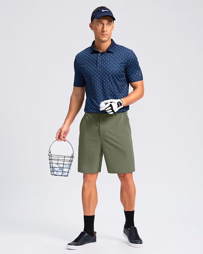 Pudolla Men's Casual Shorts 7"/9"/5" Lightweight Golf Shorts with 3 Pockets Stretch Quick Dry Comfy Work Shorts