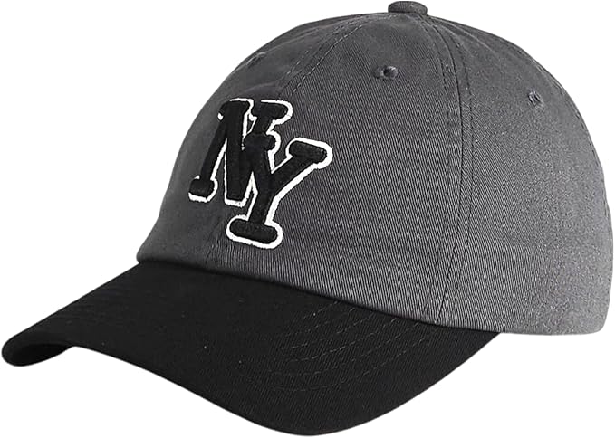 NY 3D Embroidered Cotton Dad Hat – New York Baseball Cap, Adjustable Metal Buckle Strap, Unstructured Low-Profile Style