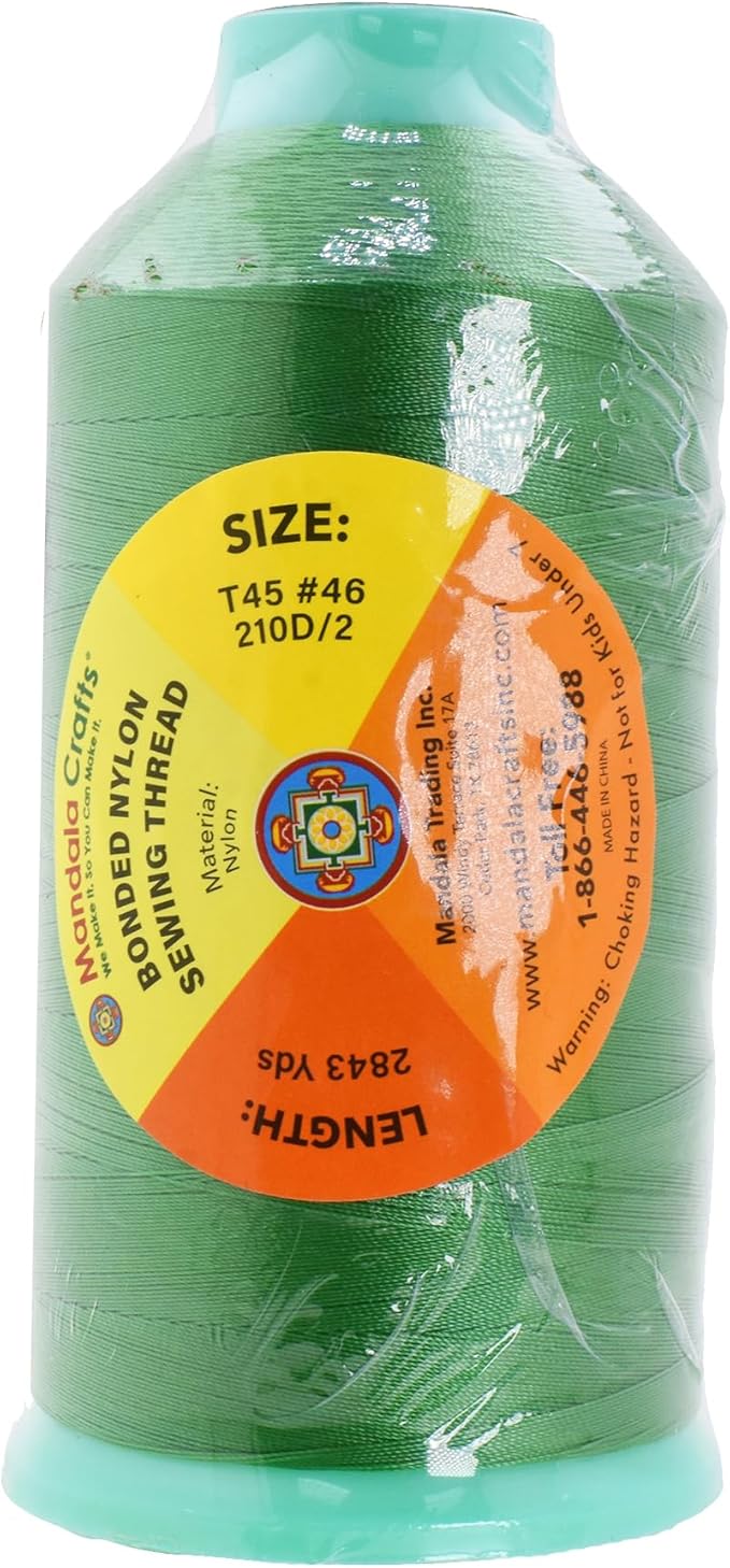 Mandala Crafts Bonded Nylon Thread Green Heavy Duty Sewing Threads - Image 3