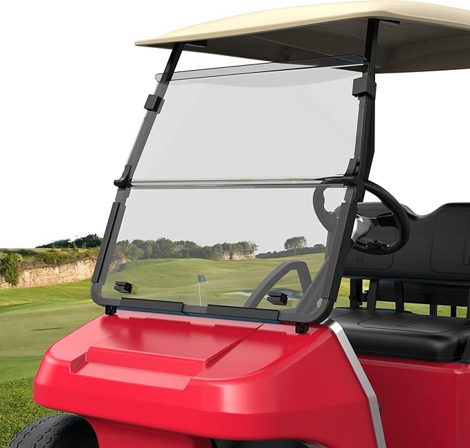 10L0L Foldable Golf Cart Windshield for Club Car DS 1982-2000 (Gas & Electric) - Tinted UV Protection, Impact Resistant Acrylic, Lightweight (Clear)
