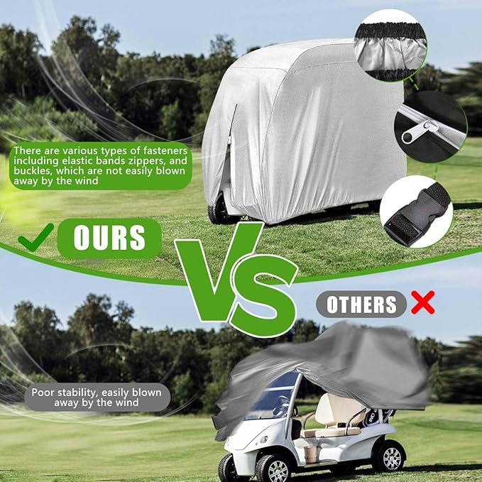 KISEER 4 Passenger 420D Waterproof Golf Cart Cover fits EZ GO Club Car Yamaha, Sunproof Dustproof