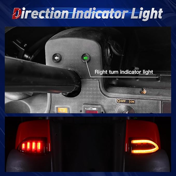 NOKINS Deluxe Plus LED Light Kit Fit Club Car DS 1993-UP Gas And Electric Golf Cart 20A DC Converter USB Charging Socket Low/High Beam DRL Delay Relay Brake Switch