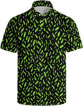 HUURAY Funny Golf Polos for Men Funny Print Short Sleeve Shirts Quick Dry Polo Shirts Hawaiian Shirt Performance Golf Outfits