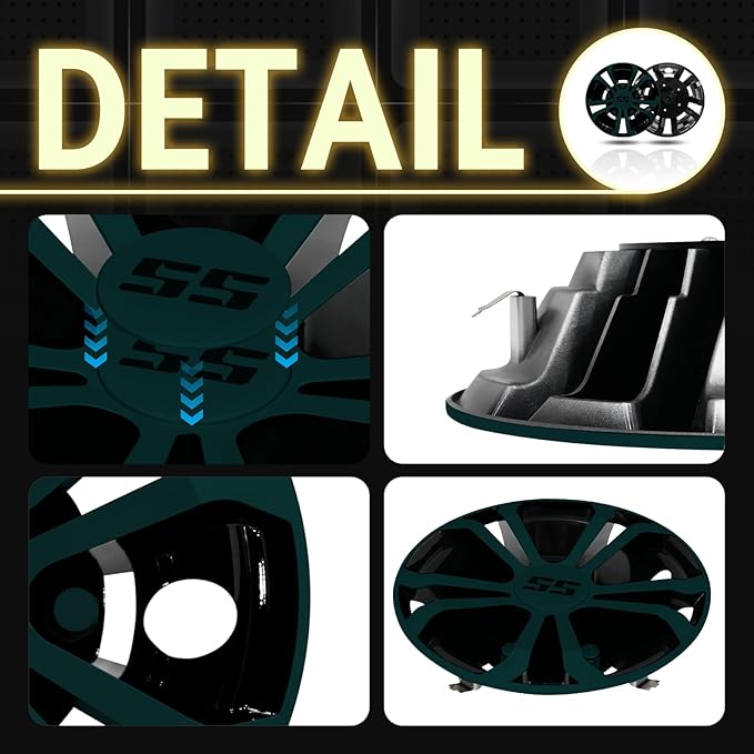 Golf Cart SS Wheel Covers Hub Caps for EZGO Club Car Yamaha, 8 inch Golf Cart Hub Caps, Set of 4 Wheel Covers